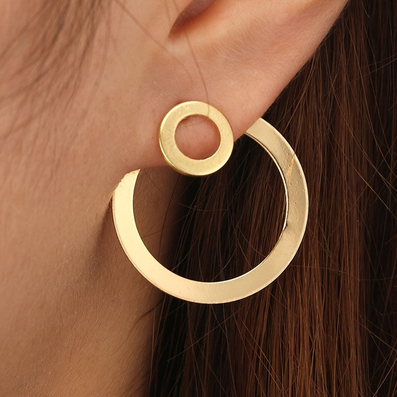 Minimalist Geometric Double Circle Drop Earrings