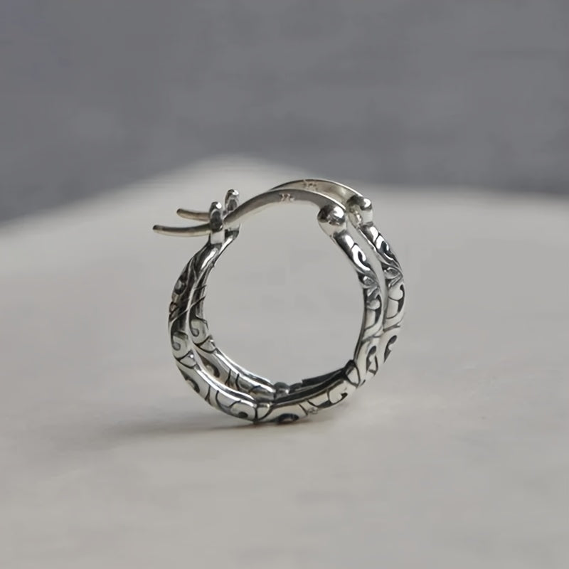Vintage Irish Celtic Rune Hoop Earrings