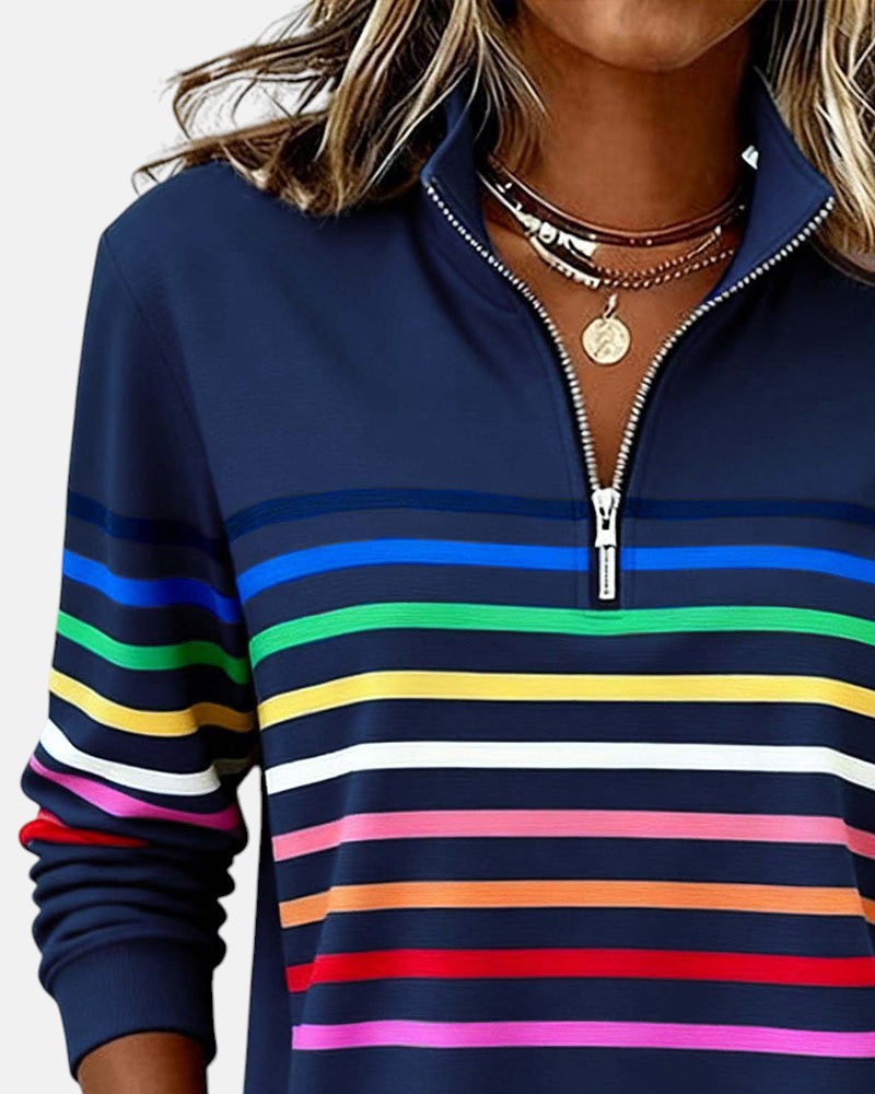 Vienna | Sudadera con cremallera y rayas arcoíris