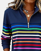 Vienna | Sudadera con cremallera y rayas arcoíris