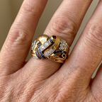 Anel vintage dourado com zircónias