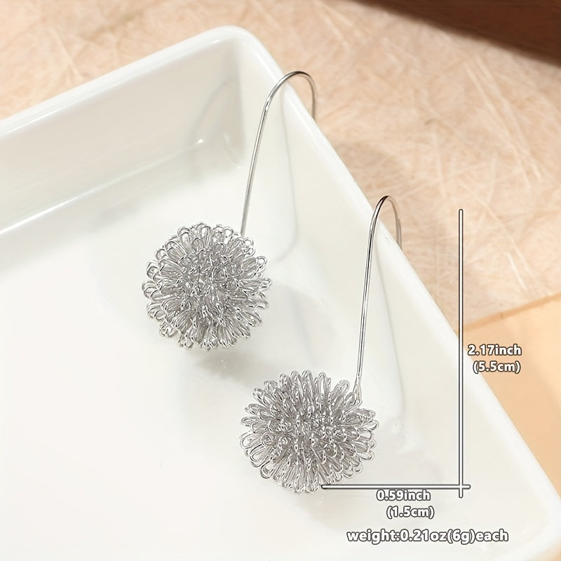 Handcrafted Silver Wire Flower Drop Earrings