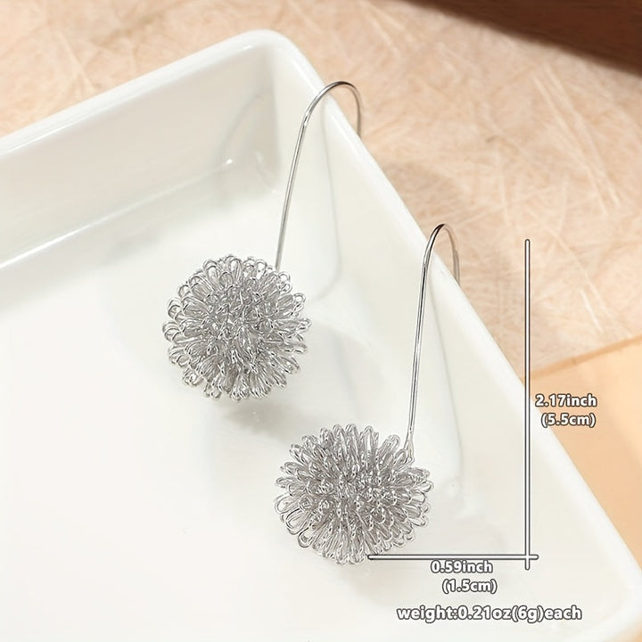 Handcrafted Silver Wire Flower Drop Earrings