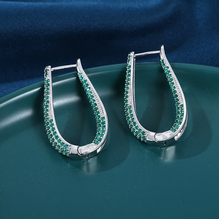 Elegant Cubic Synthetic Zirconia Hoop Earring