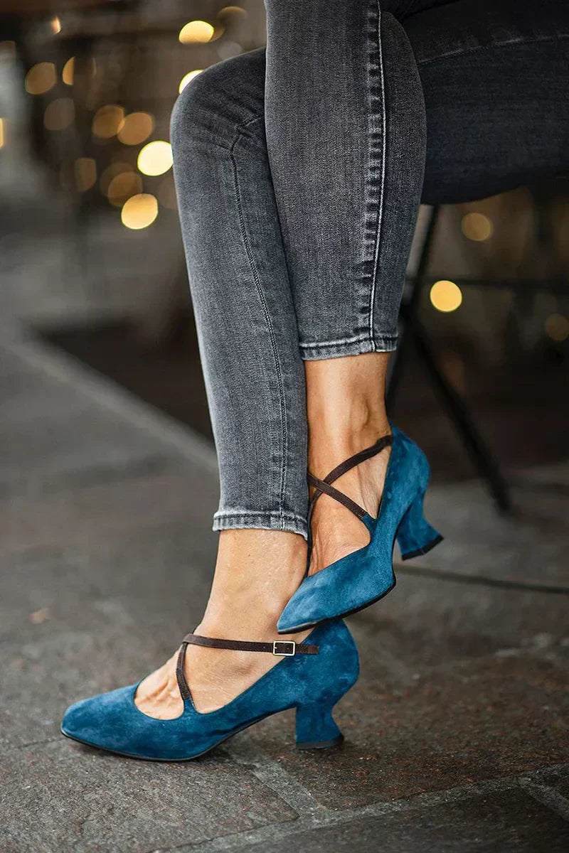 ZAPATOS ELEGANTES DE TACÓN MEDIO CON TIRAS