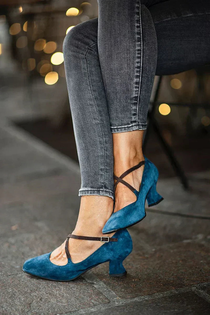 ZAPATOS ELEGANTES DE TACÓN MEDIO CON TIRAS