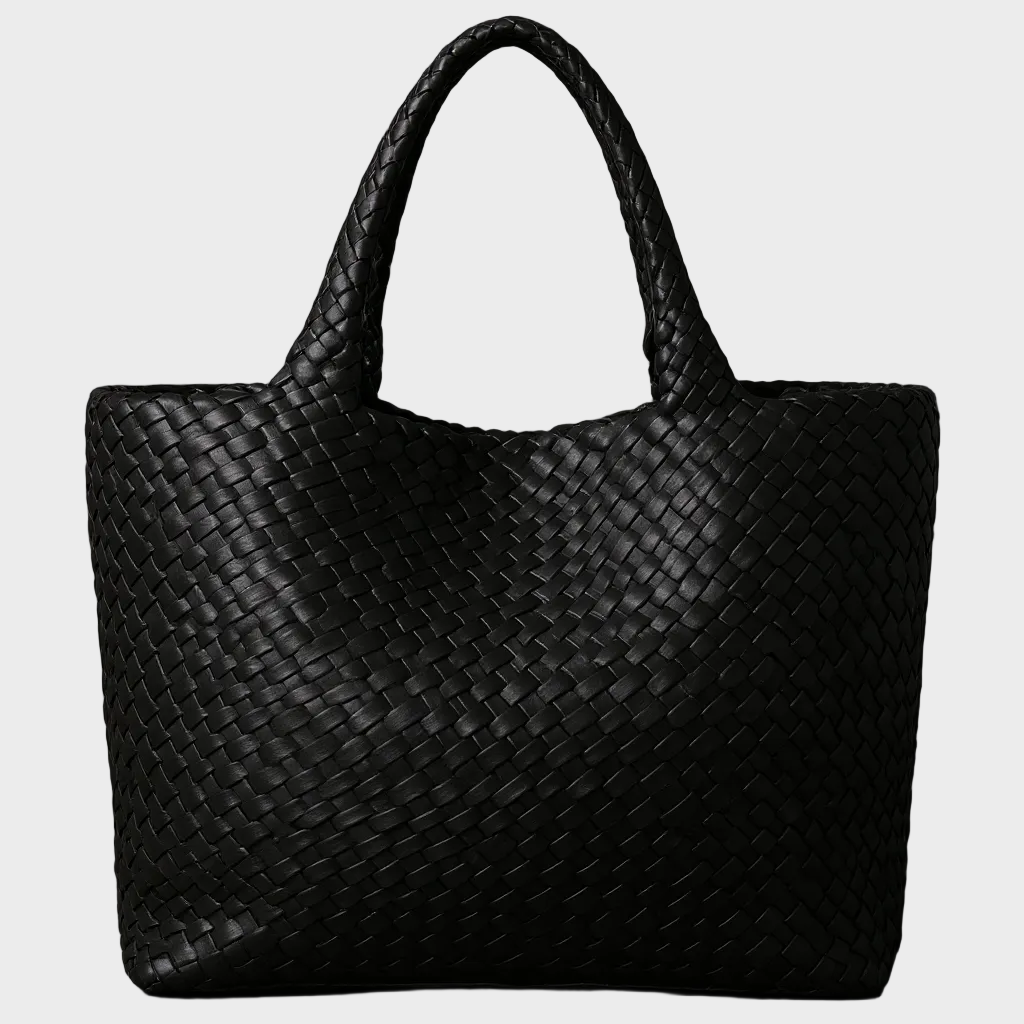 Lana | Woven Shoulder Tote Bag in Soft Microfiber Leather