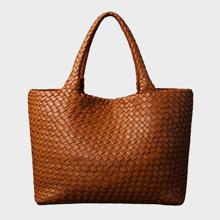 Lana | Woven Shoulder Tote Bag in Soft Microfiber Leather