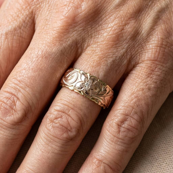 Vintage Rose Flower Style Gold Plated Ring