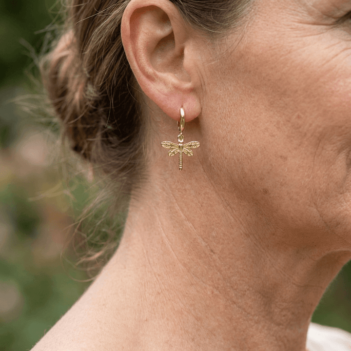 Dragonfly Charm Huggie Earrings