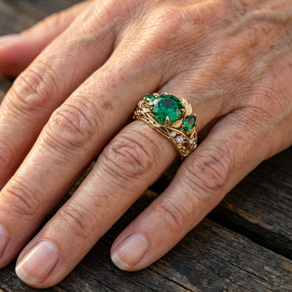 Anillo hueco de cristal de tierra exótica
