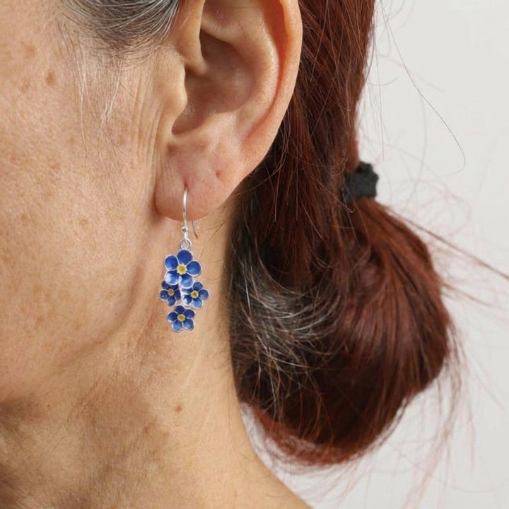 Vintage Bohemian Blue Enamel Dangle Earrings