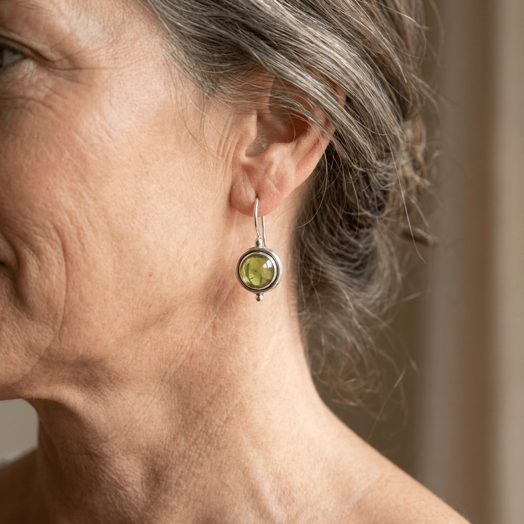 Bohemian Handmade Green Cubic Zirconia Dangle Earring