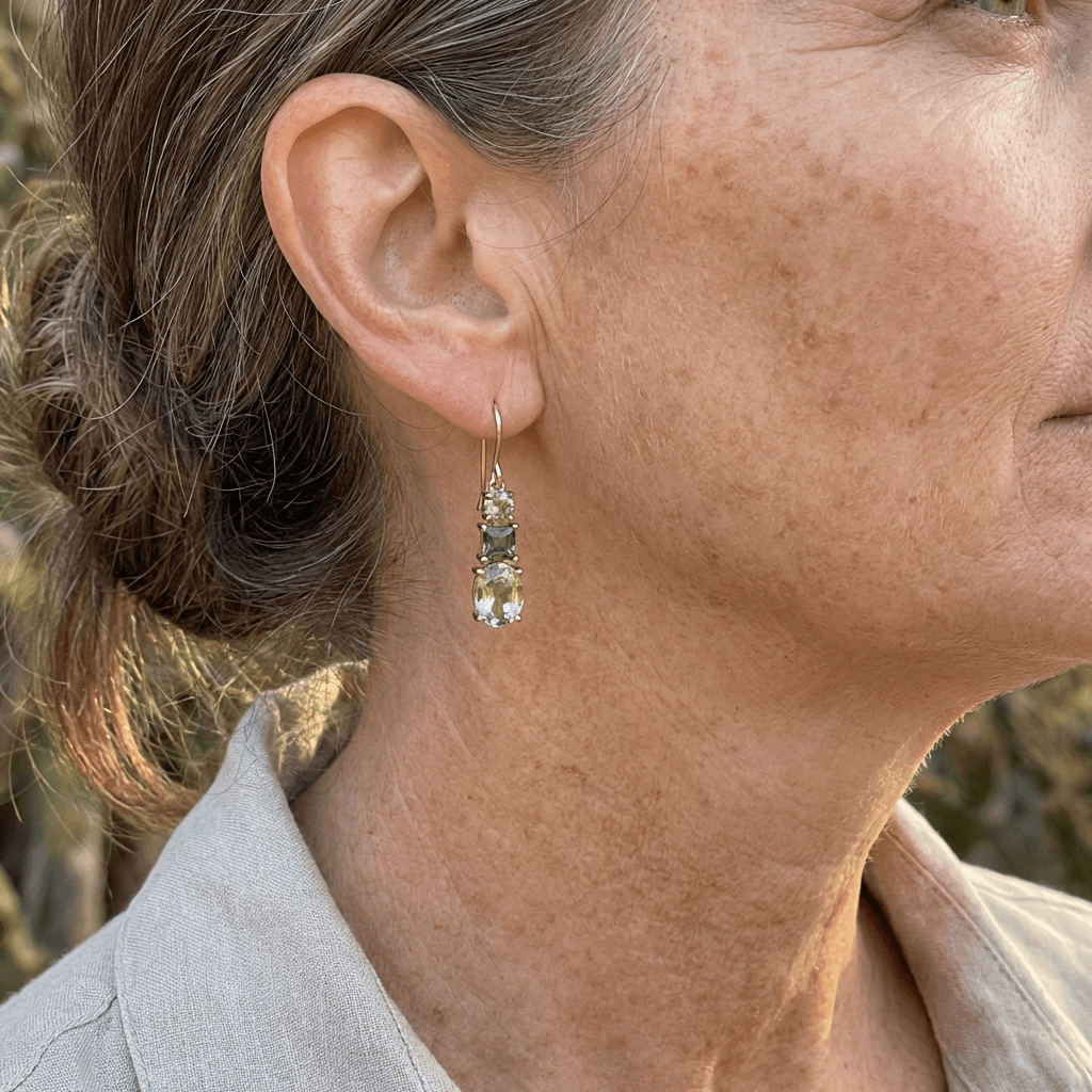 Vintage Bohemian Style Green Zirconia Geometric Earrings