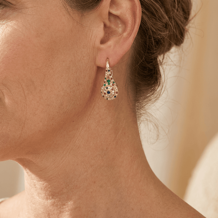 Elegant Retro Opulent Multi Hued Cubic Zirconia Earrings