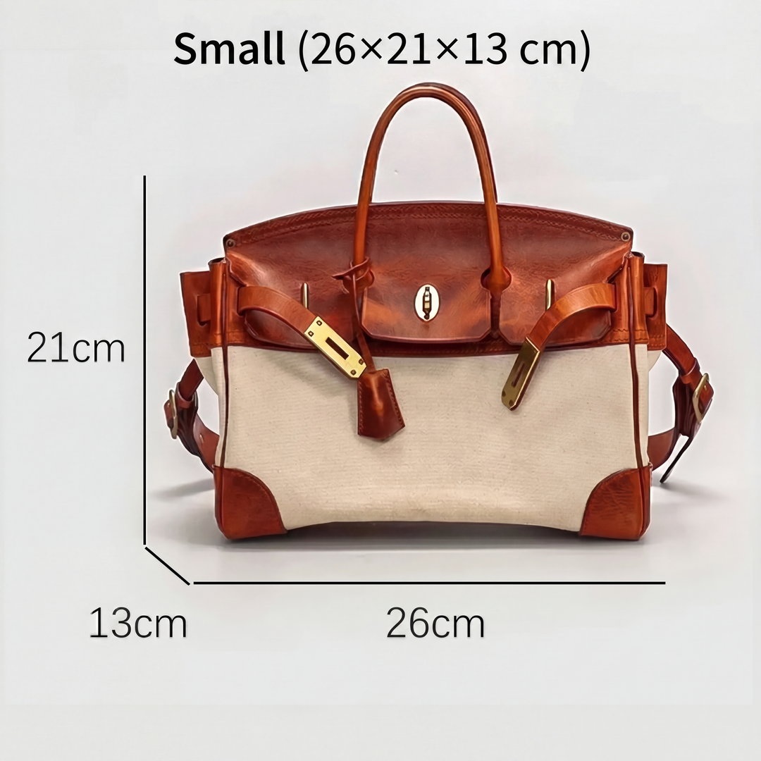 Dali | Leather and Canvas Weekender Bag in Light Chocolate