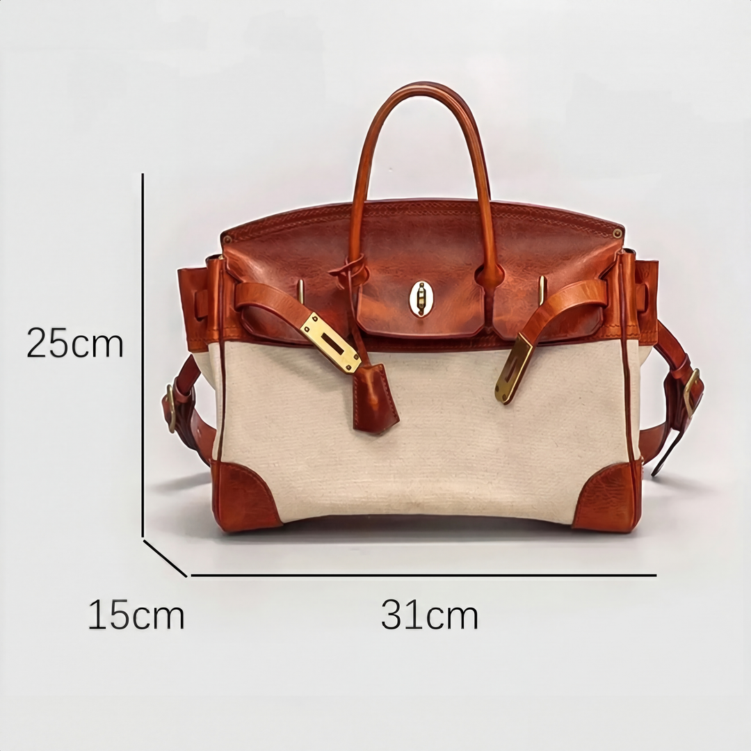 Dali | Leather and Canvas Weekender Bag in Light Chocolate