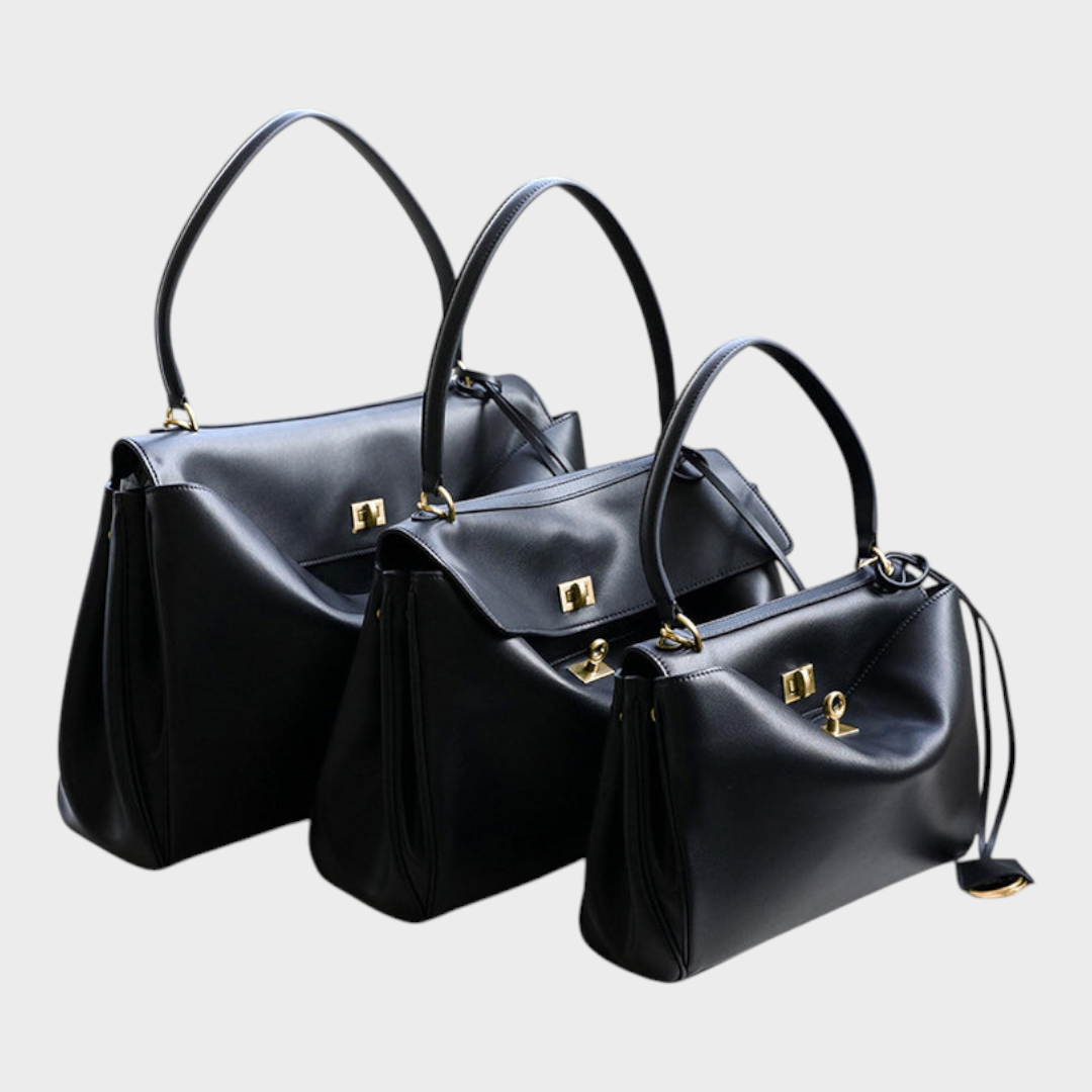 Libby | Structured Leather Handbag with Magnetic Flap Closure