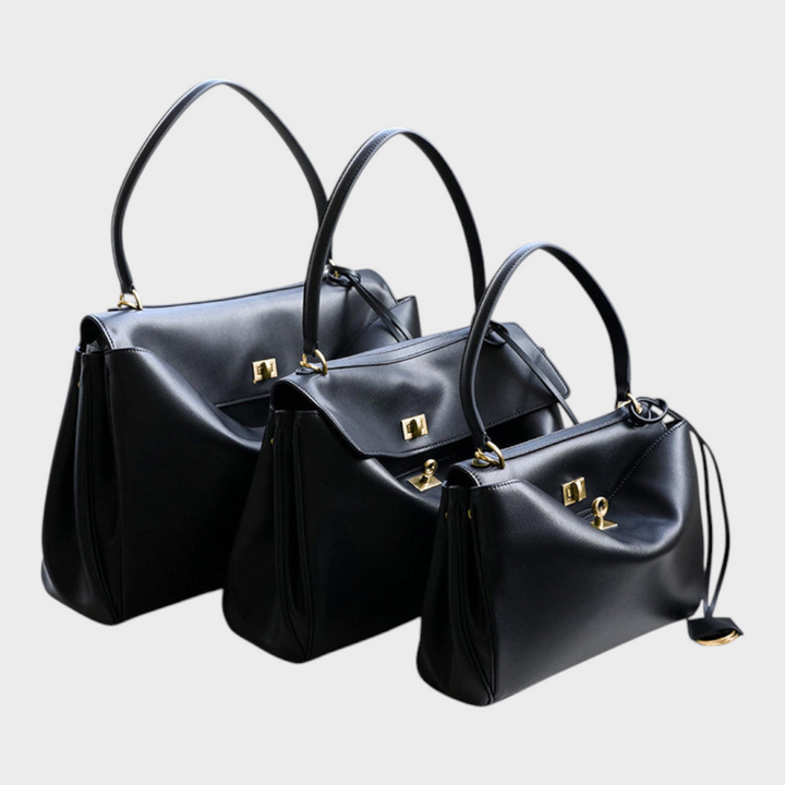 Libby | Structured Leather Handbag with Magnetic Flap Closure