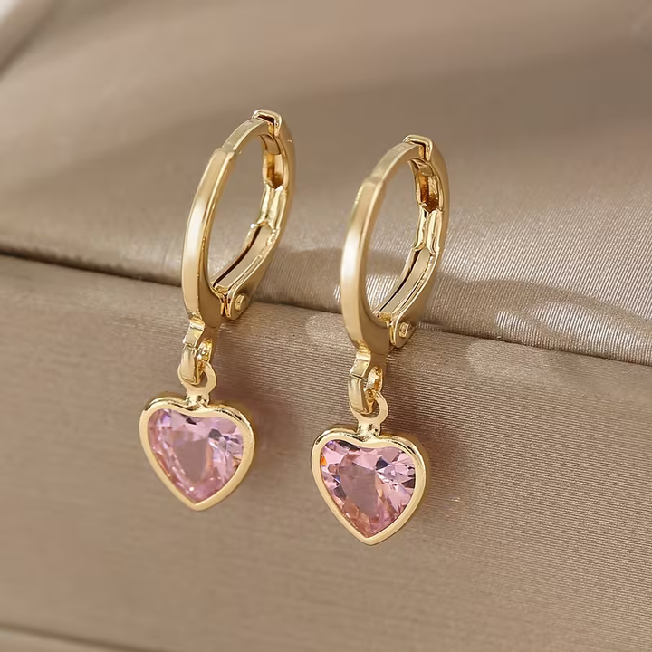 Ruby Heart Earrings