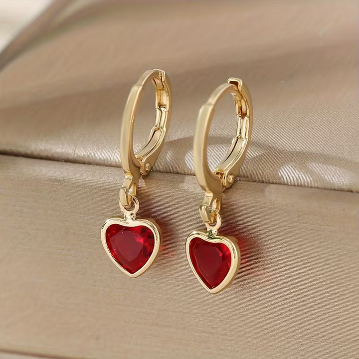 Ruby Heart Earrings