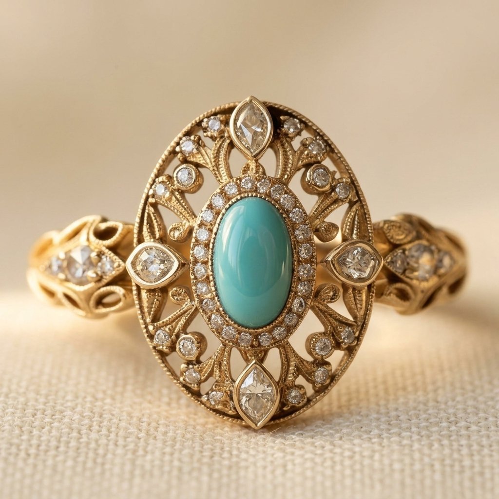 Anel de zircônia turquesa