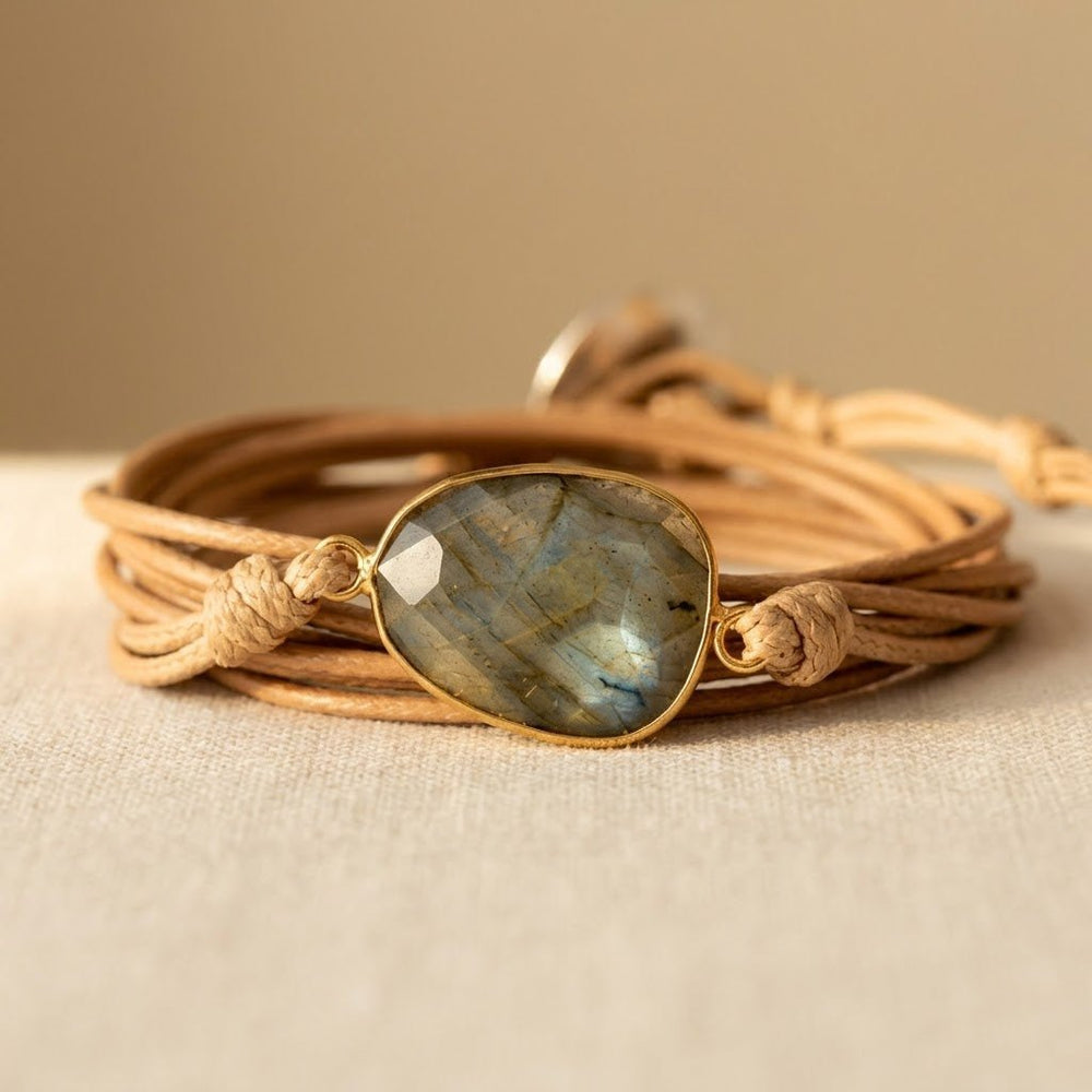 Vintage Leather Stone Bracelet