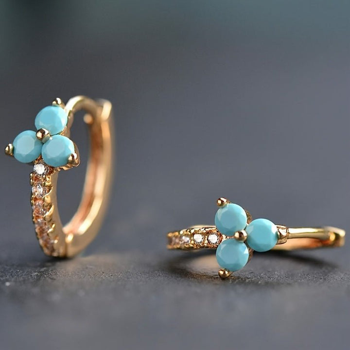 Retro Bohemian Synthetic Zirconia Blue Hoop Earrings