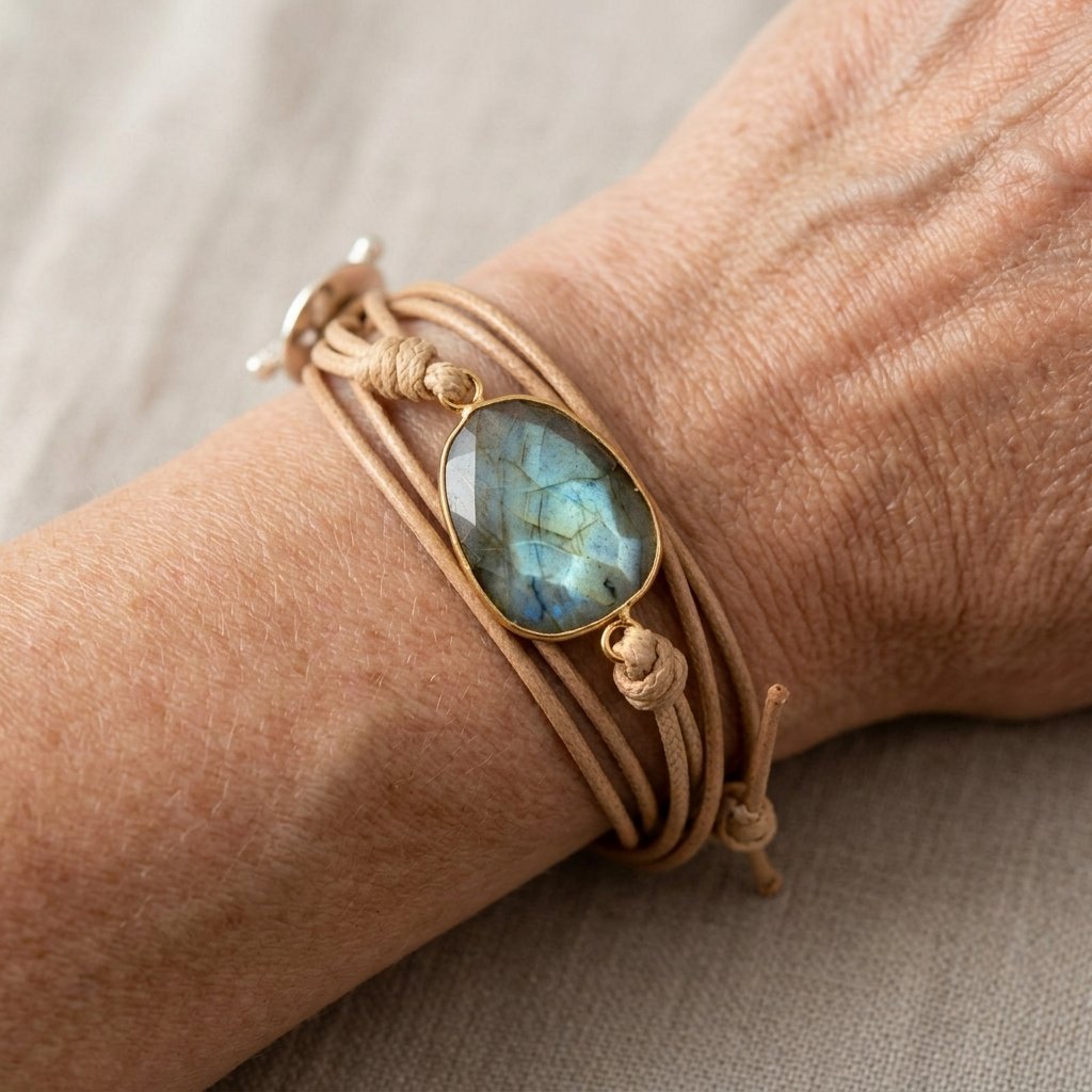 Vintage Leather Stone Bracelet