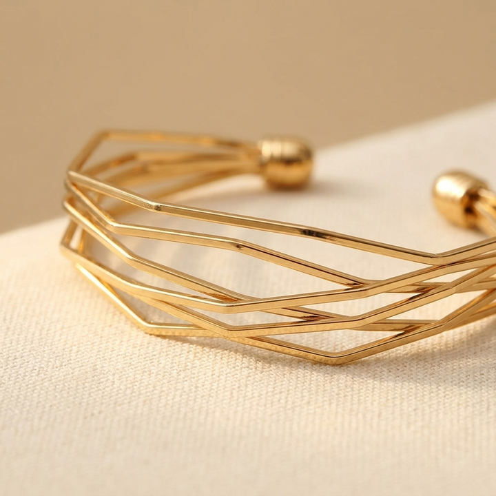 A-Shaped Golden Bangle Bracelet