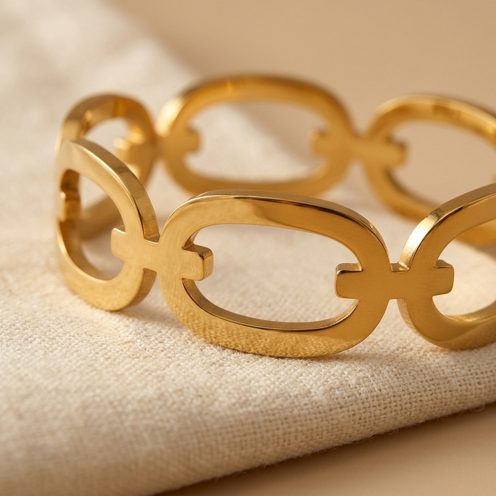 Circular Gold Plated Bangle Bracelet