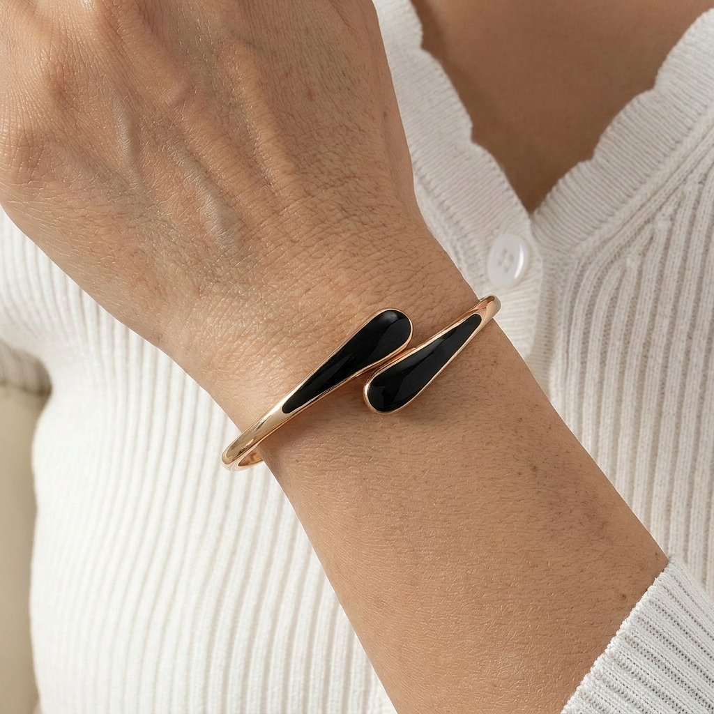 Enamel Water Drop Bangle Bracelet