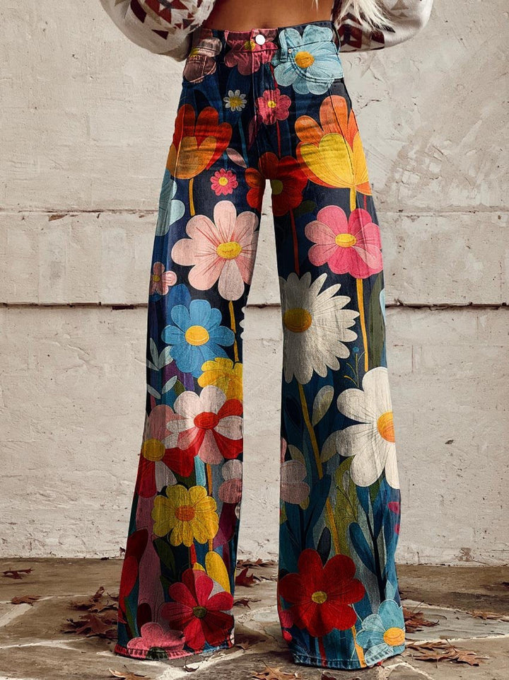 Léna - Calça Floral Ampla