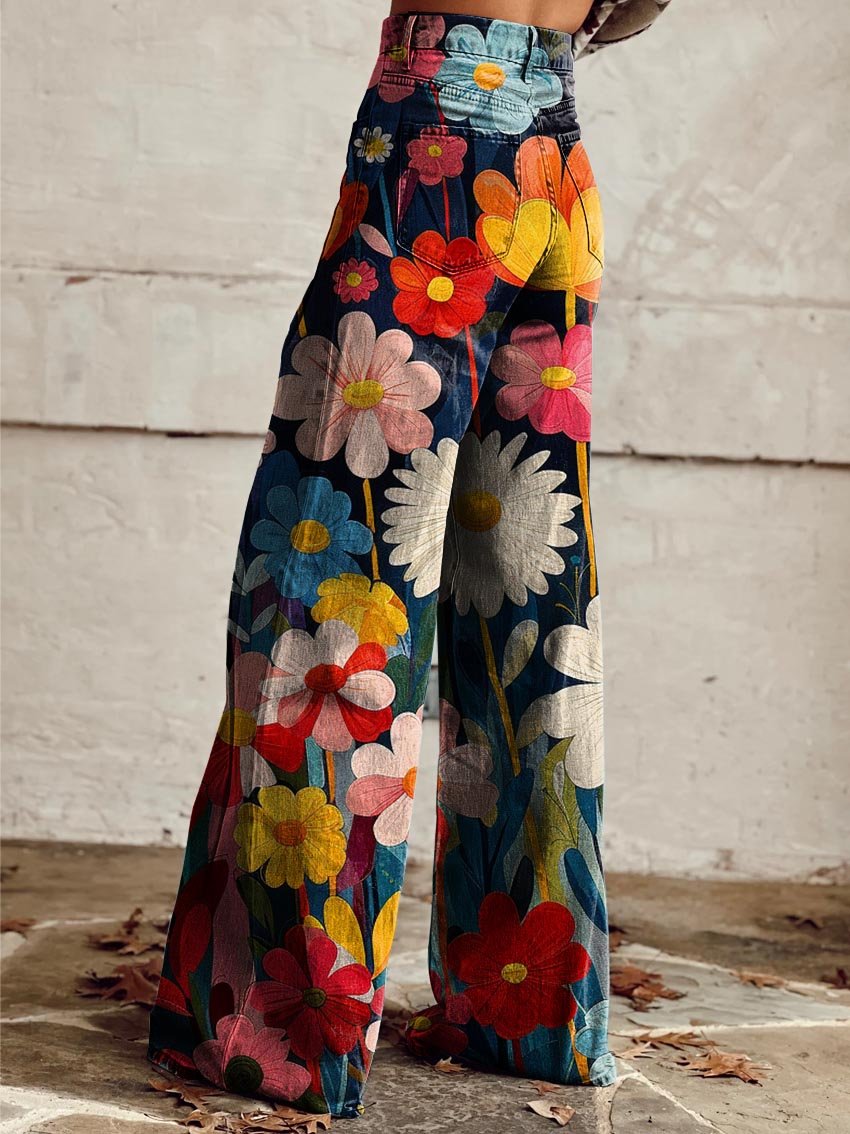 Léna - Calça Floral Ampla
