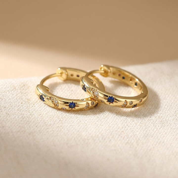 Vintage Celestial Star Hoop Earrings