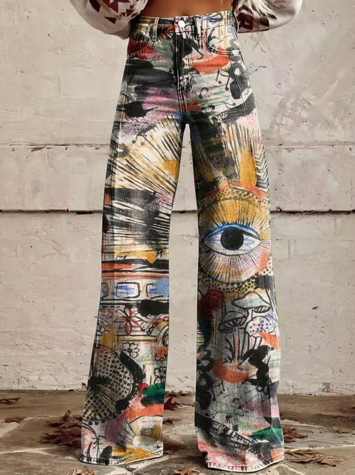 Mila - Artistic Print Jeans