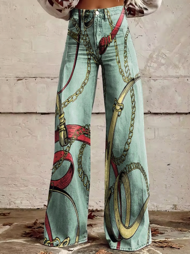 Stella - Jeans de Cintura Alta e Perna Larga