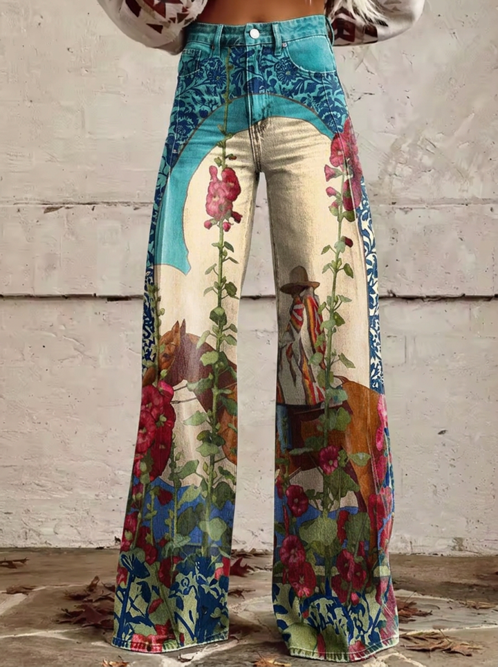 Flora - Floral Wide Leg Jeans