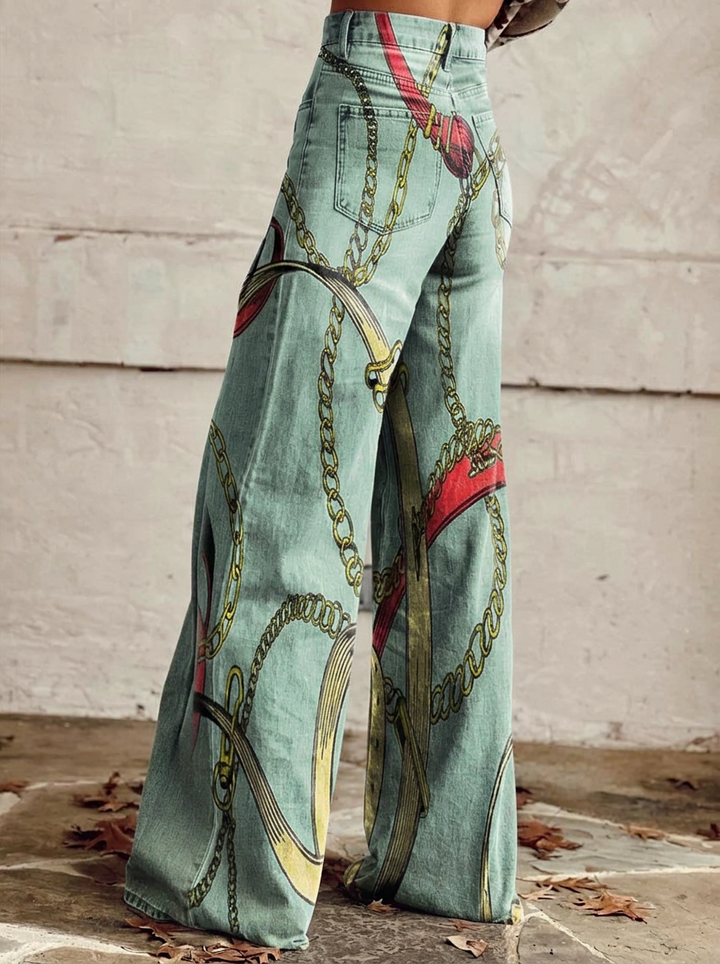 Stella - Jeans de Cintura Alta e Perna Larga