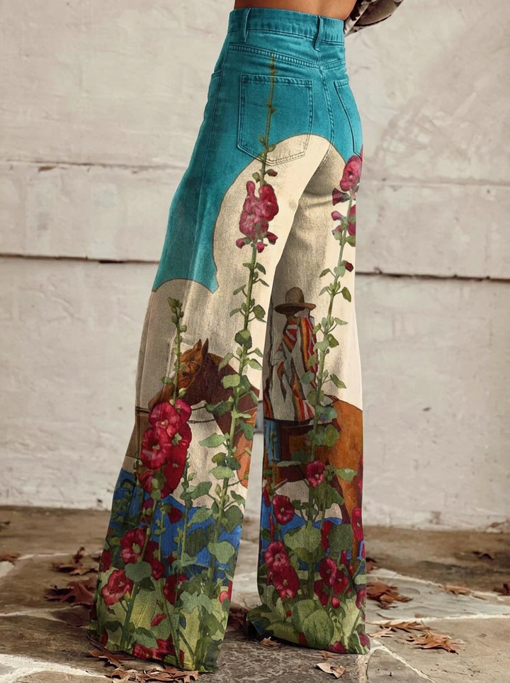 Flora - Floral Wide Leg Jeans