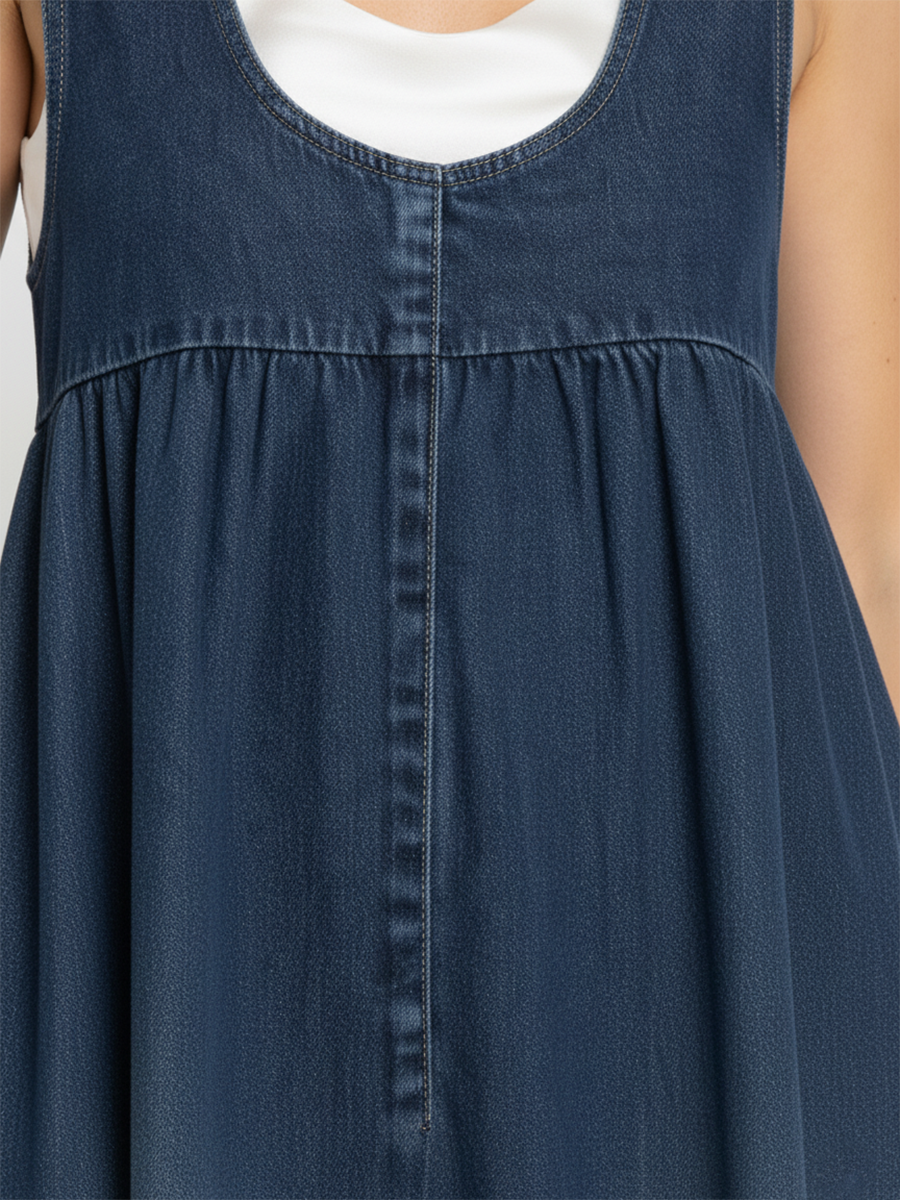Karen | Vestido Maxi Vintage Lavado de Mezclilla con Sensación Suave de Algodón