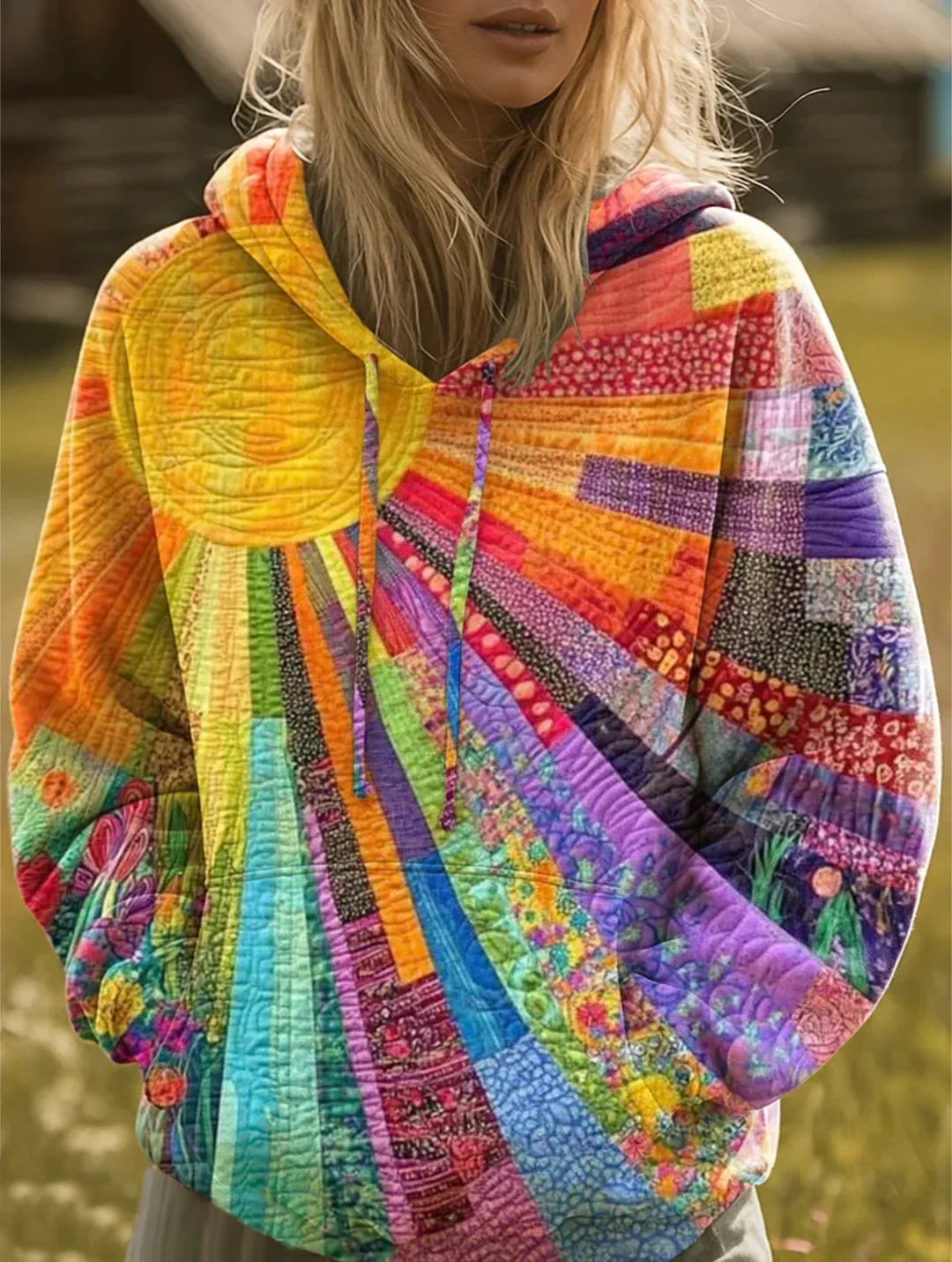 Madison | Vibrant Patchwork Bohemian Hoodie