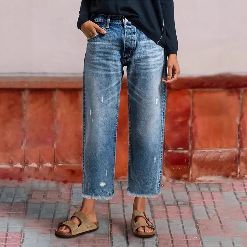 Aberjean™ | Jeans rectos cortos retro
