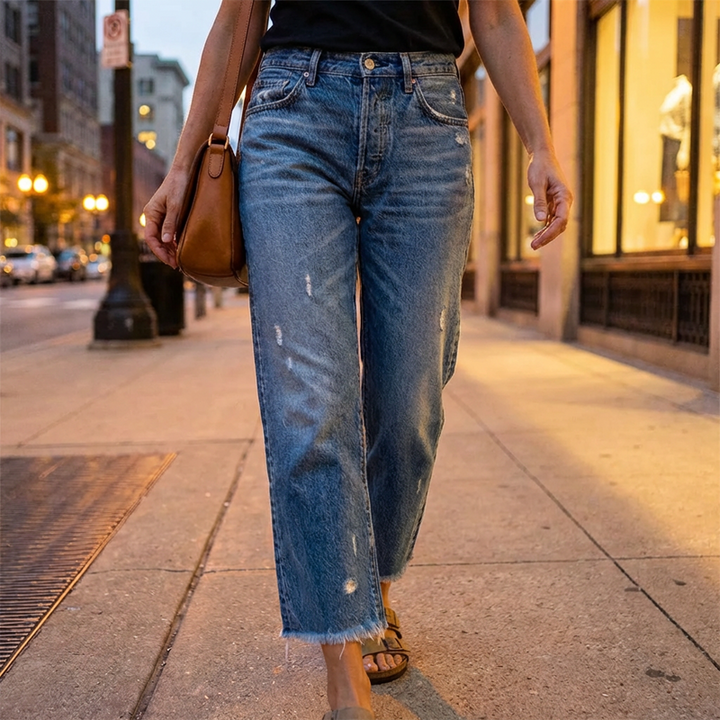 Aberjean™ | Jeans rectos cortos retro
