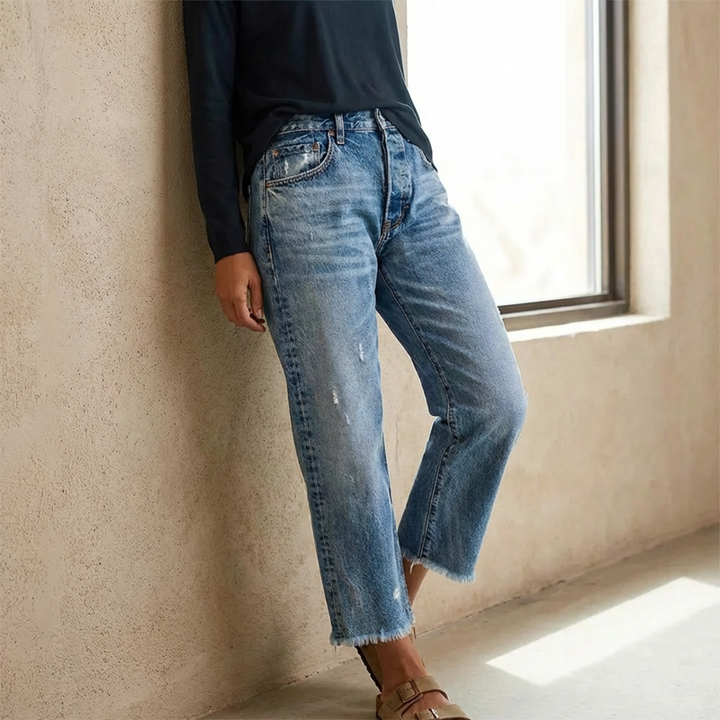 Aberjean™ | Jeans rectos cortos retro