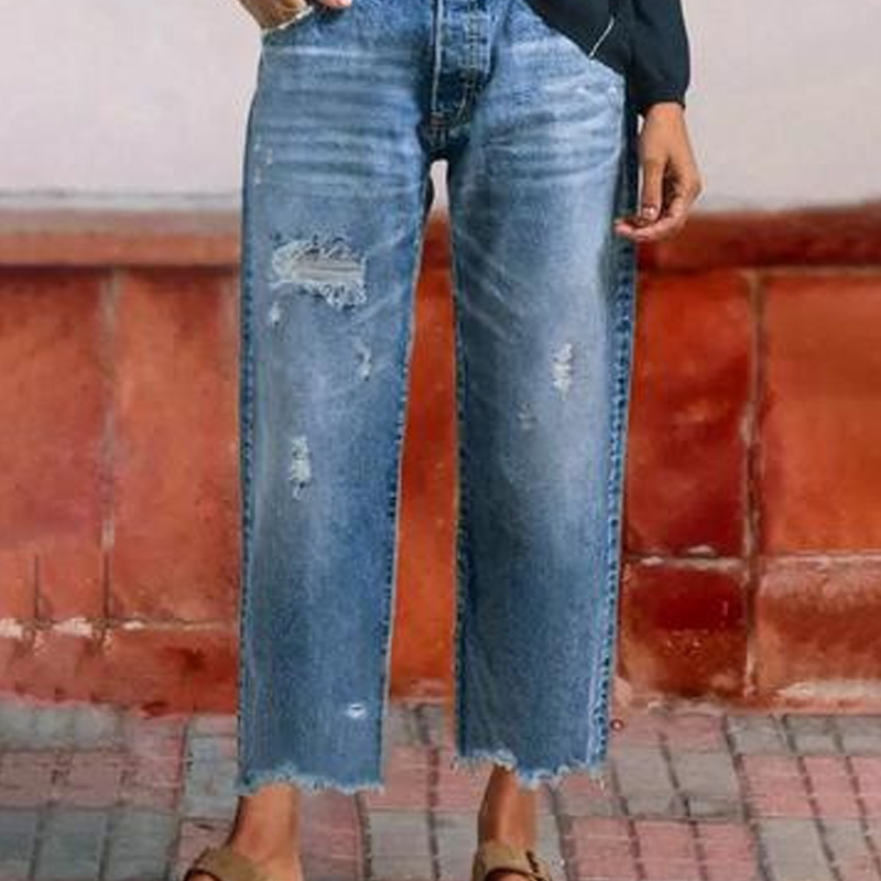Aberjean™ | Jeans rectos cortos retro