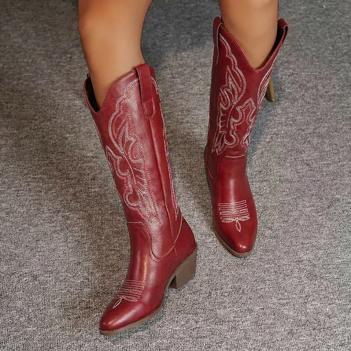 Dolly | Women Embroidered Knee High Cowgirl Boots