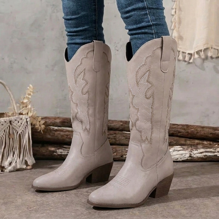 Dolly | Women Embroidered Knee High Cowgirl Boots