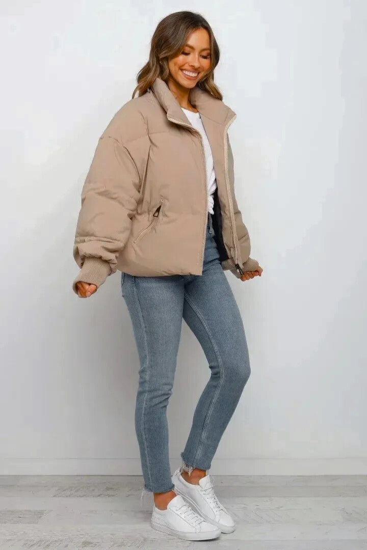 Marnie | Women Cropped Quilted Zip Puffer Jacket