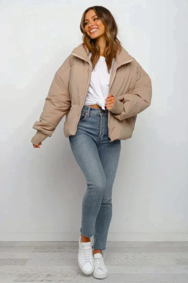 Marnie | Women Cropped Quilted Zip Puffer Jacket